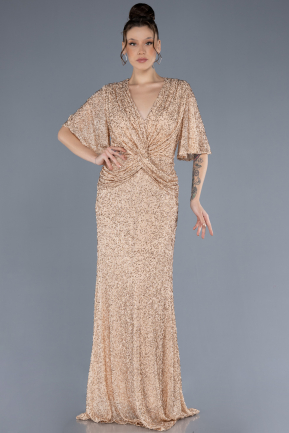 Abendkleid in Übergröße Lang Gold ABU4542