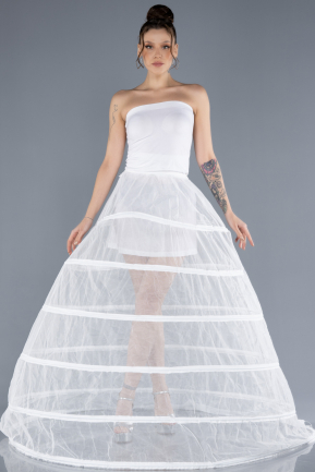Weiß 6 Ring Abendkleid Unterrock ABN0006