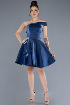 Partykleid Kurz Satin Marineblau ABK2237