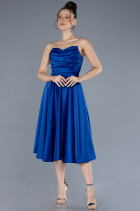 Partykleid Midi Satin Sächsischblau ABK2240