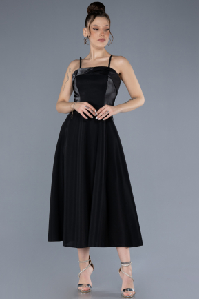 Partykleid Midi Satin Schwarz ABK2242