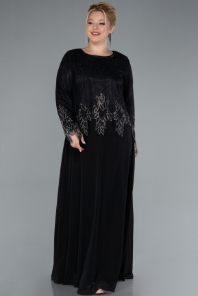 Abendkleid in Übergröße Lang Chiffon Schwarz ABU4631