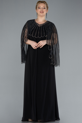 Abendkleid in Übergröße Lang Chiffon Schwarz ABU4632