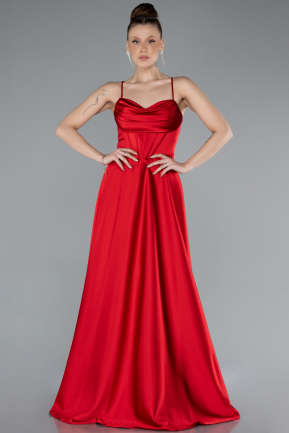 Abschlusskleid Lang Satin Rot ABU4684