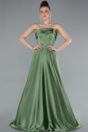 Abschlusskleid Lang Satin Khaki ABU4685