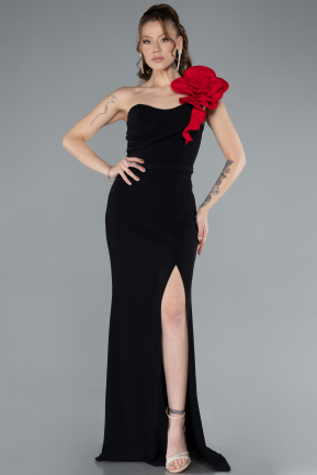 Abendkleid Lang Schwarz-Rot ABU4695