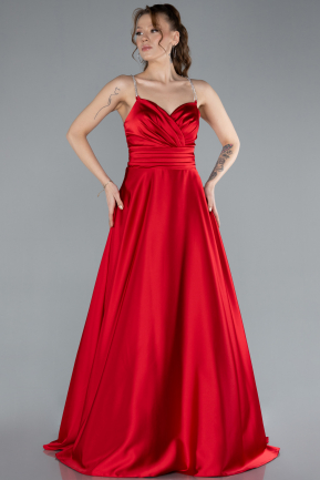 Abschlusskleid Lang Satin Rot ABU4702