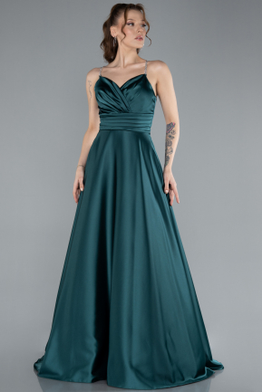 Abschlusskleid Lang Satin Smaragdgrün ABU4702