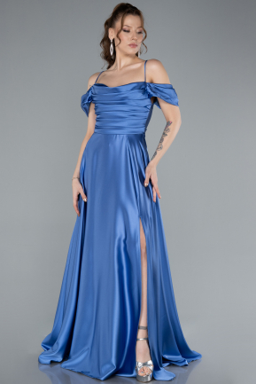 Abschlusskleid Lang Satin Indigo ABU4703