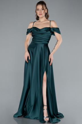 Abschlusskleid Lang Satin Smaragdgrün ABU4703