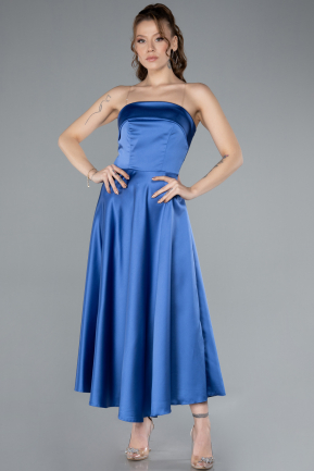 Abendkleid Midi Satin Indigo ABK2275