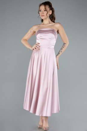 Abendkleid Midi Satin Puder ABK2275