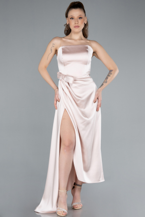 Abschlusskleid Midi Satin Beige ABK2265