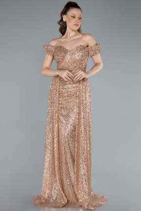 Gold Abendkleid Schuppig Lang ABU4224