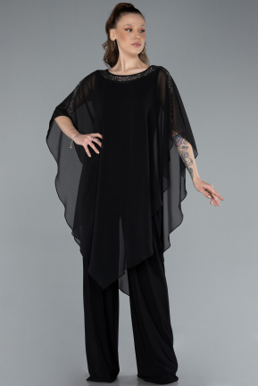 Einladungskleid In Übergröße Chiffon Schwarz ABT129