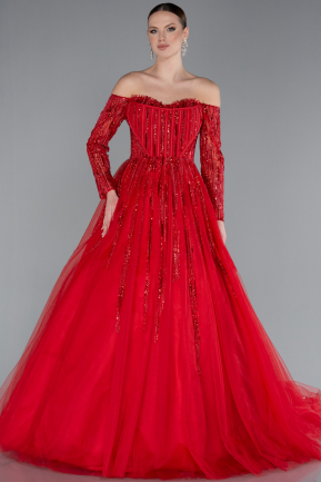 Designer Abendkleid Lang Rot ABU4719