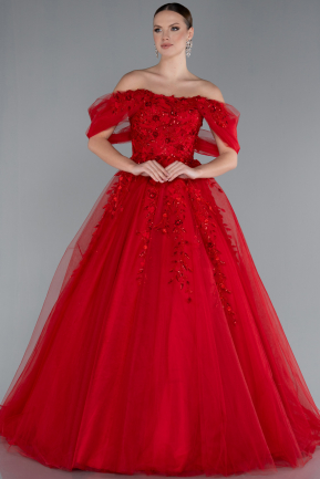 Designer Abendkleid Lang Rot ABU4720