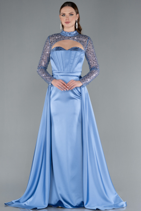 Abendkleid Lang Satin Indigo ABU4765