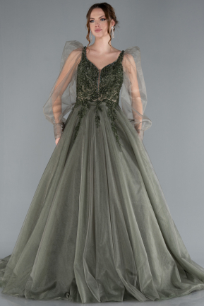 Designer Abendkleid Lang Khaki ABU2790