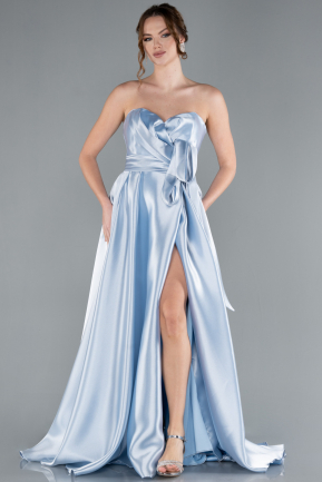 Abendkleid Lang Satin Eisblau ABU4774