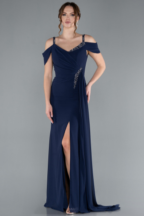 Standesamtkleid Lang Chiffon Marineblau ABU4767