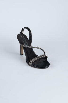 Party-Schuhe Steinbesetzt Schwarz AB1128