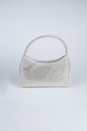 Abendtasche Steinbesetzt Silber V915