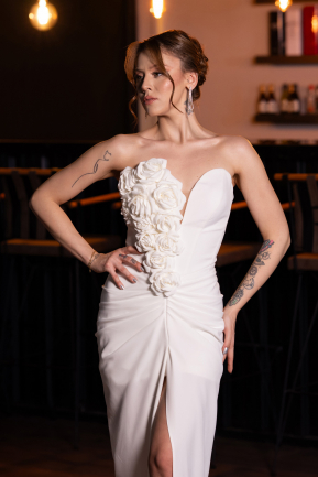 Abendkleid Lang Weiß ABU4800