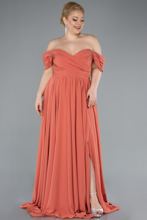 Pfirsich Abendgarderobe İn Großen Größen Chiffon Lang ABU3738