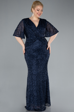 Abendkleid in Übergröße Lang Marineblau ABU4542