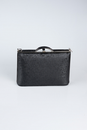 Abendtasche Gemustertes Leder Schwarz KC126