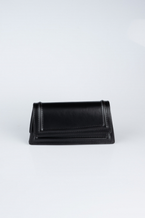 Schwarz Abendtasche Leder KC409