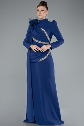 Hijab-Abendkleid Lang Azurblau ABU4934