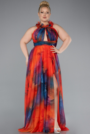 Abendkleid in Übergröße Lang Orange ABU4902
