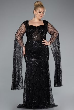 Abendkleid in Übergröße Lang Schwarz ABU4945