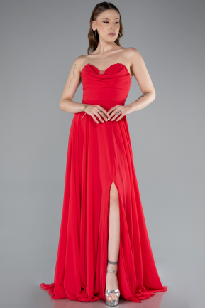 Abschlusskleid Lang Chiffon Rot ABU4966