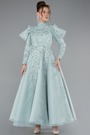Hijab-Abendkleid Midi Minzgrün ABK2351