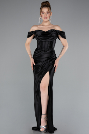 Schwarz Abendkleid Lang ABU3611