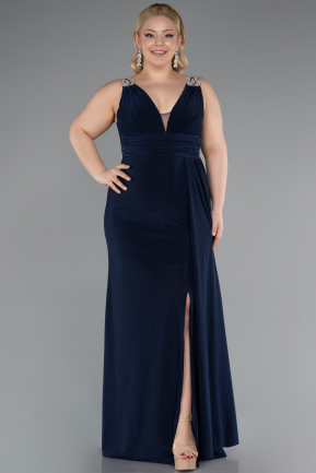 Abendkleid in Übergröße Lang Marineblau ABU4968