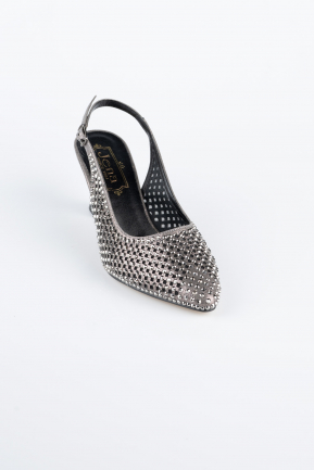 Party-Schuhe Steinbesetzt Platin MJ5310