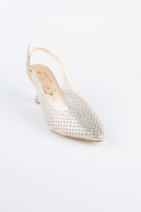 Party-Schuhe Steinbesetzt Hautfarben MJ5310