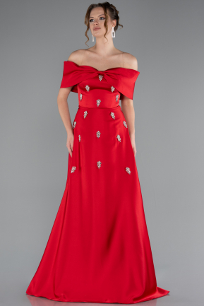 Abendkleid Lang Satin Rot ABU5015