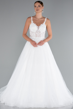 Brautkleid in Großen Größen Lang Weiß ABG142