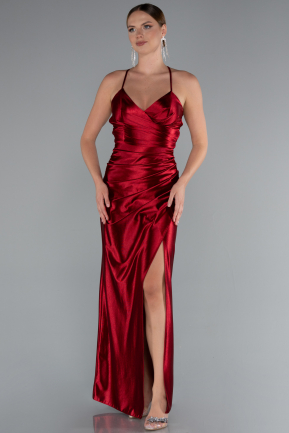 Weinrot Abschlusskleid Satin Lang ABU2800