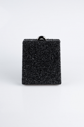 Abendtasche Steinbesetzt Schwarz KC702