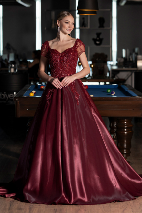 Weinrot Designer Abendkleid Lang ABU4449