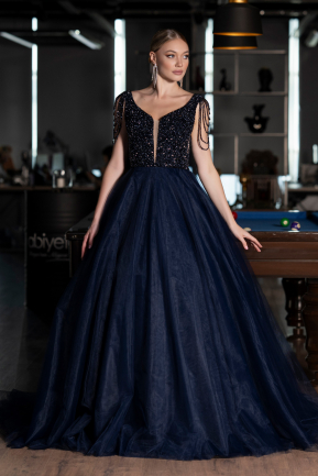 Designer Abendkleid Lang Marineblau ABU5019
