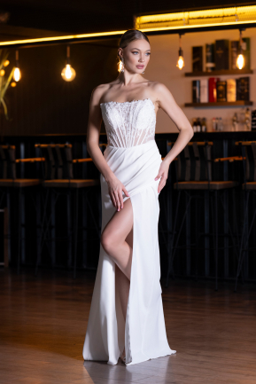 Weiß Abendkleid Lang ABU5001