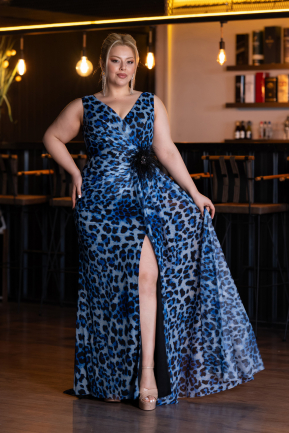 Abendkleid in Übergröße Lang Blau ABU5018
