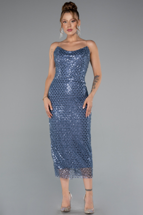 Partykleid Midi Schuppig Indigo ABK2389
